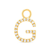 0.06ct 14k Yellow Gold Diamond "G" Hoop Charm